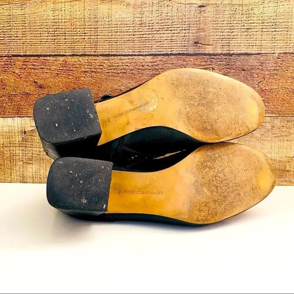 Rebecca Minkoff Logan Studded Buckle Booties Black Lamba - Picture 9 of 10